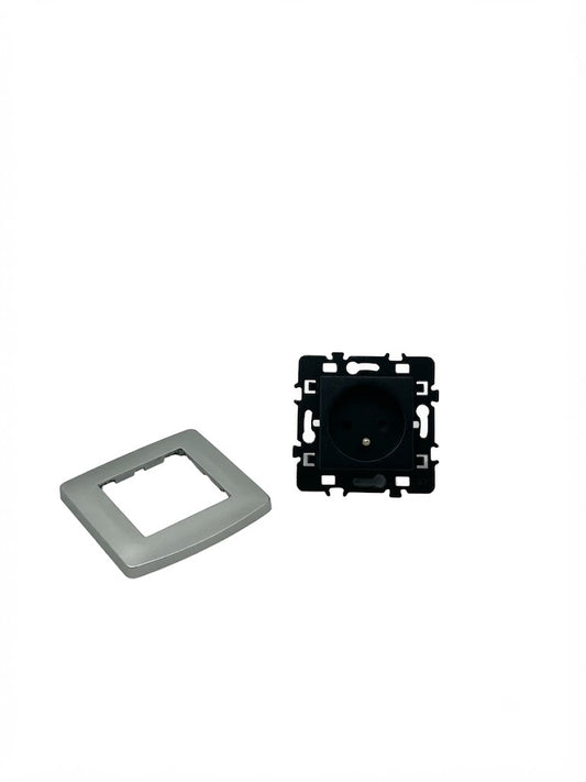 Pack 10 prises 2P+T Appareillage Gris Anthracite Silver