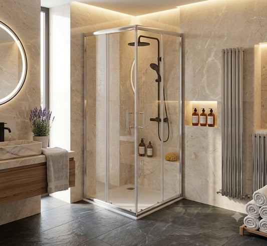 Paroi de Douche Baleares, Accès d’angle, H 190 x l 90 cm, Ep 9 mm