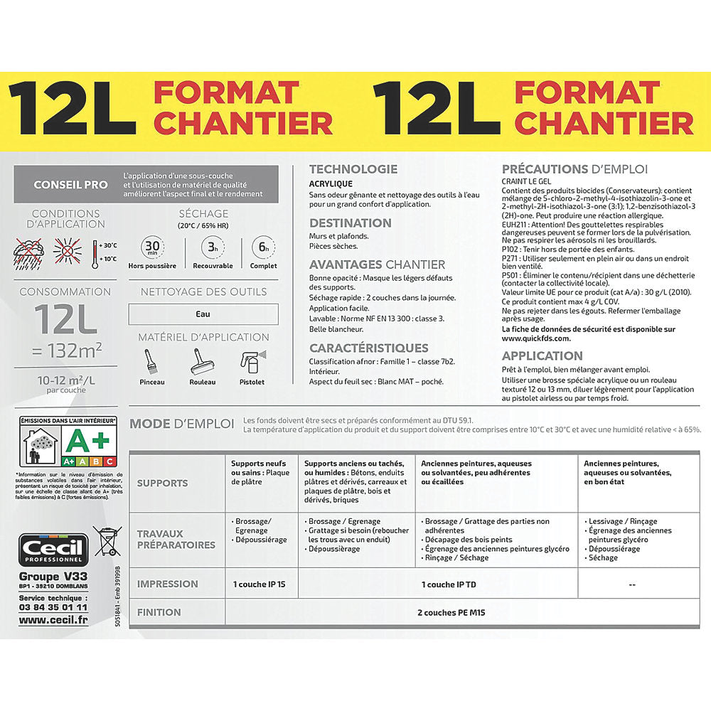 Peinture Essentiel PE M15 Mat Cecil, 12 L
