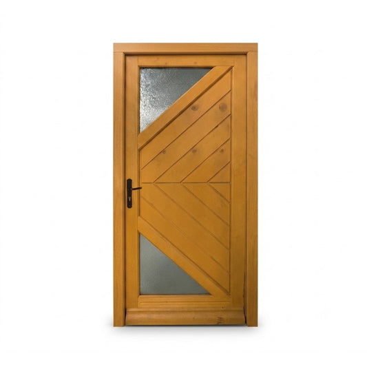 Porte d'Entrée Bois Exotique Contemporain 2 Triangles, 215 x 90 cm