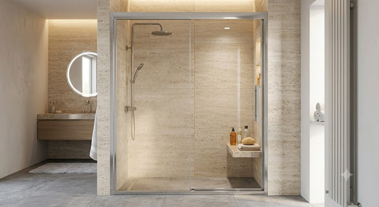 Paroi de Douche Extensible, Accès de Face, H 195 x l 130 cm, Ep 6 mm